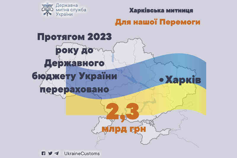 Харьковская таможня в течение года перечислила в бюджет 2,3 миллиарда
