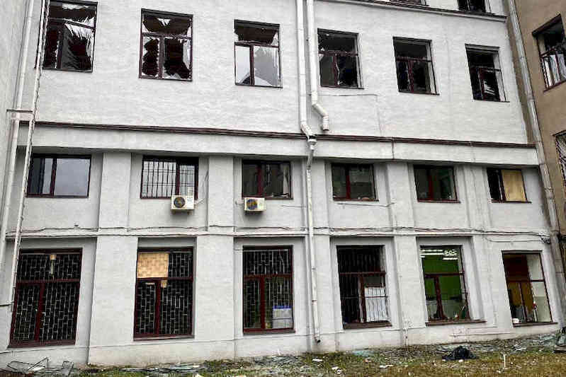 Пошкодження ХНУРЕ після російського обстрілу