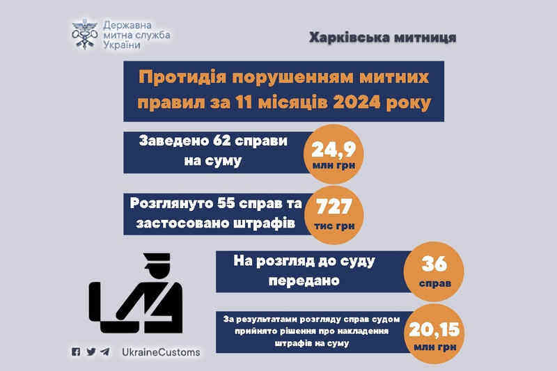 Протидія порушенням митних правил за 11 місяців 2024 року
