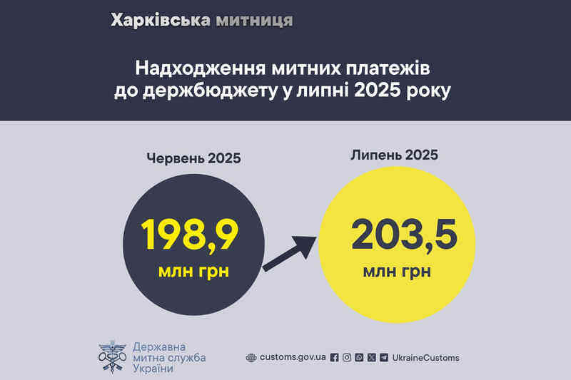 Надходження митних платежів до держбюджету у липні 2025 року