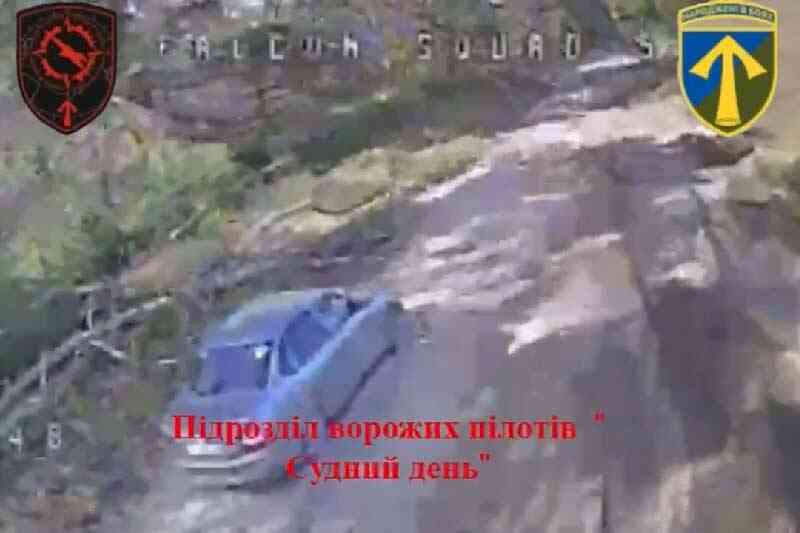 Уничтожение автомобиля российских оккупантов
