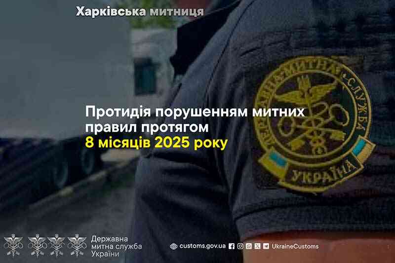 Протидія порушенням митних правил протягом 8 місяців 2025 року