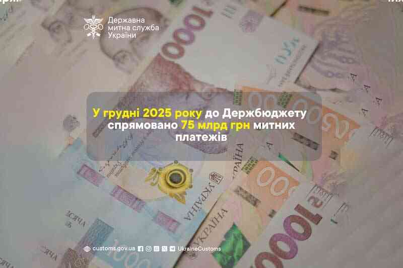 У грудні до Держбюджету спрямовано 75 млрд грн митних платежів