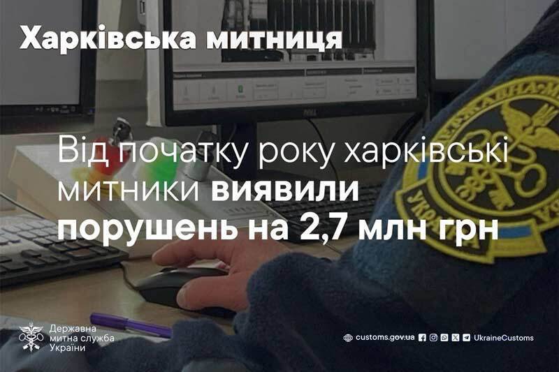 Від початку року харківські митники виявили порушень на 2,7 млн грн