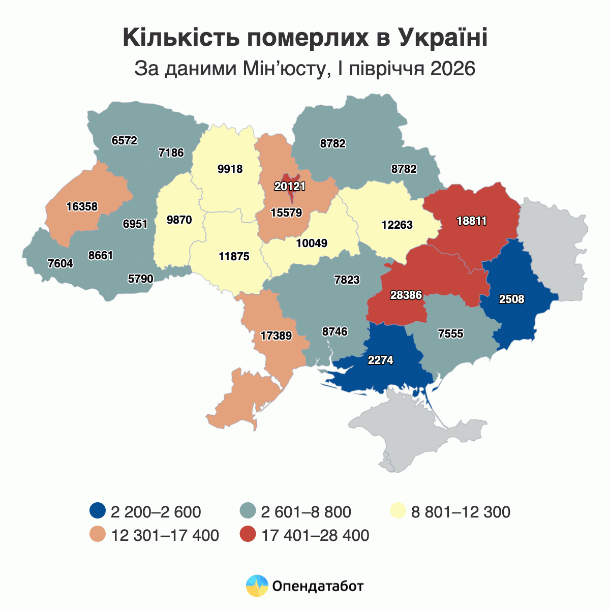 Количество умерших в Украине